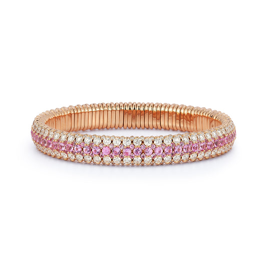 Giotto 8 Pink Sapphire and Diamond Stretch Bracelet