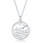 Sterling Silver Waves and Birds Round Pendant