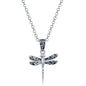 Sterling Silver Oxidized Small Dragonfly Pendant w/Chain