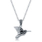 Sterling Silver Oxidized Small Hummingbird Pendant w/Chain