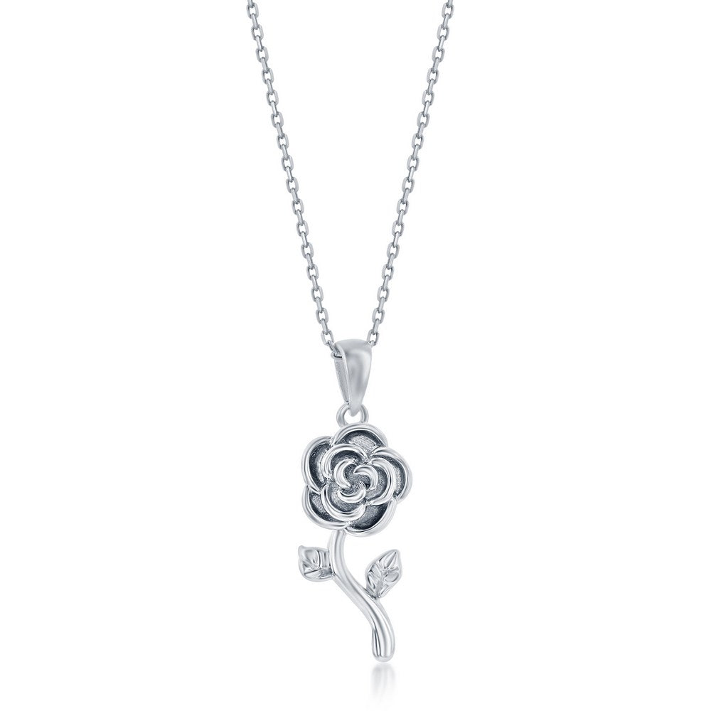 Sterling Silver Rose Flower Pendant