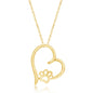 Sterling Silver Heart Paw Print Pendant - Gold Plated