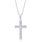 Sterling Silver Lined Cross Pendant