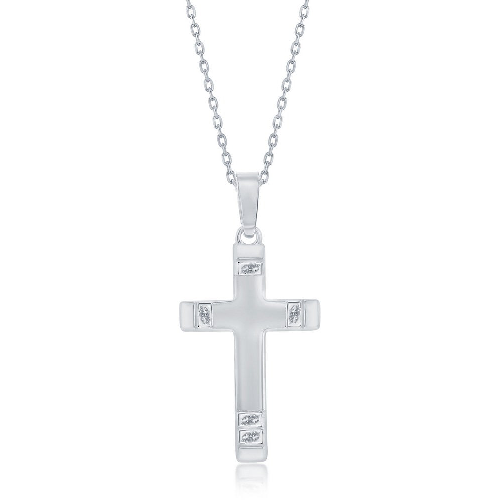 Sterling Silver Textured Ends Cross Pendant