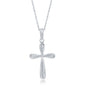 Sterling Silver Diamond-Cut Border Cross Pendant