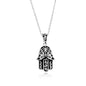 Sterling Silver Oxidized Hamsa Pendant w/Chain