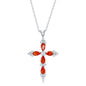 Sterling Silver Orange & White CZ Cross Pendant