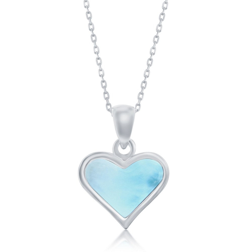 Sterling Silver Larimar Heart Pendant