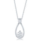 Sterling Silver Pearshaped, Round CZ Pendant