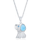 Sterling Silver Pear-Shaped Larimar w/CZ Dog Pendant