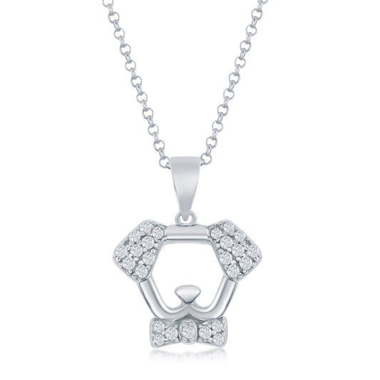 Sterling Silver CZ Dog Pendant