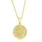 Sterling Silver CZ Sun Round MOP Pendant - Gold Plated