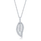 Sterling Silver Round & Baguette CZ Leaf Pendant