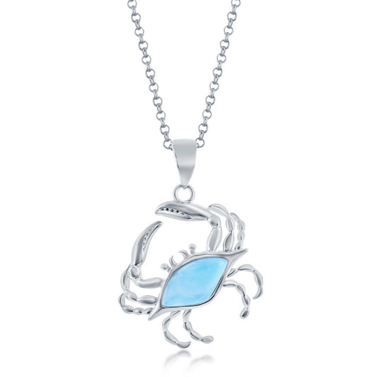 Sterling Silver Larimar Crab Pendant