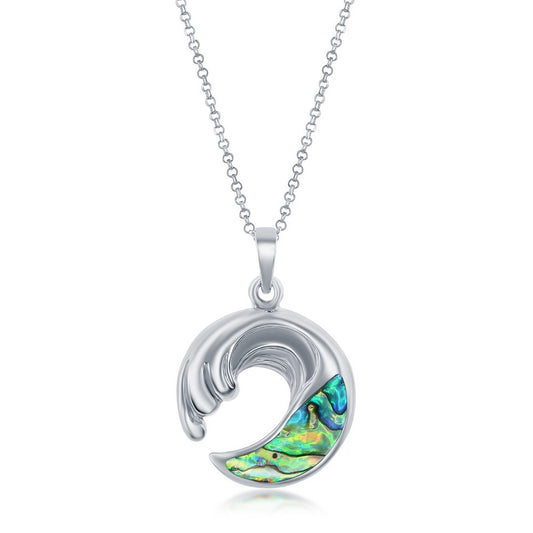 Sterling Silver Wave Pendant w/chain - Abalone