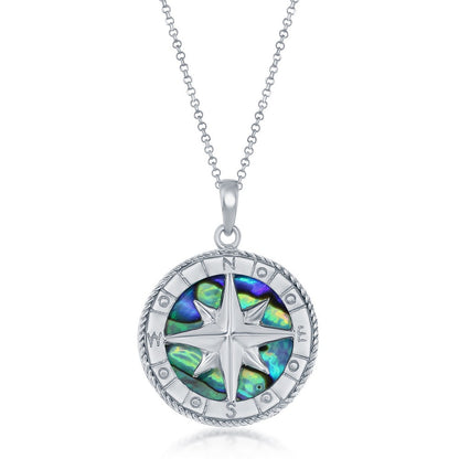 Sterling Silver Compass Pendant w/chain - Abalone