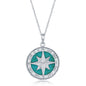 Sterling Silver Compass Pendant w/chain - Turquoise