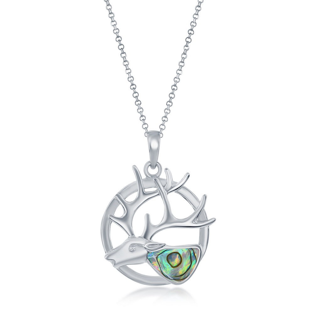 Sterling Silver Abalone Deer Pendant w/chain