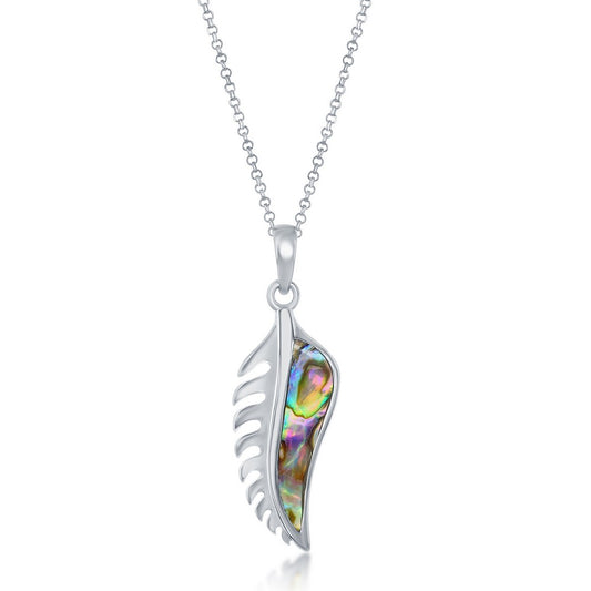 Sterling Silver Abalone Leaf Pendant