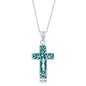 Sterling Silver Cross Pendant - Created Turquoise