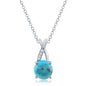 Sterling Silver Round Turquoise W/ White Topaz Pendant