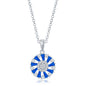 Sterling Silver Baguette CZ Cricle Pendant - Blue Spinel