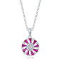 Sterling Silver Baguette CZ Cricle Pendant - Ruby