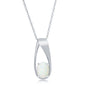 Sterling Silver Oval White Opal Long Pendant