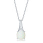 Sterling Silver White Opal & CZ Top Pendant