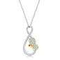 Sterling Silver Two-tone CZ Butterfly Pearshaped Pendant