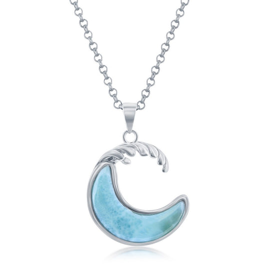 Sterling Silver Larimar Wave Pendant