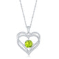 Sterling Silver Double Heart "August" Birthstone CZ Pendant w/Chain - Peridot CZ