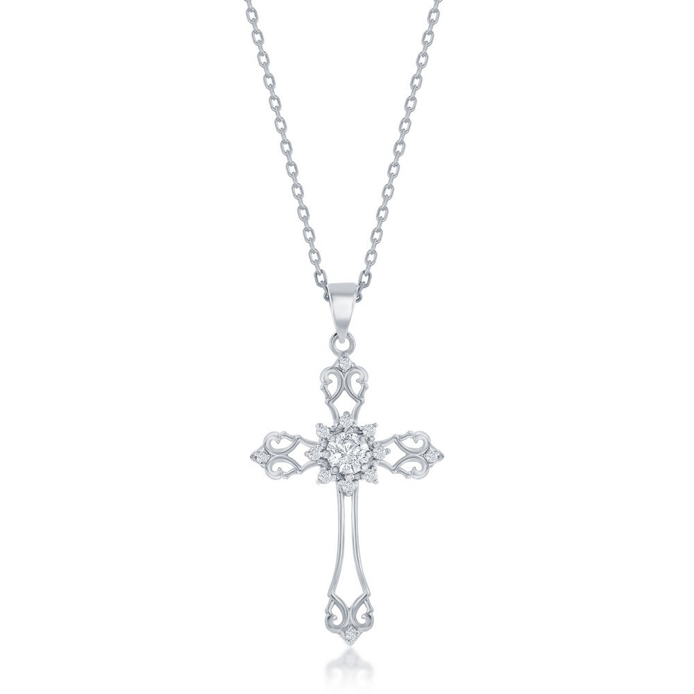 Sterling Silver CZ Cross Pendant