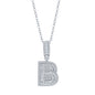 Sterling Silver 'B' Baguette CZ Initial Pendant w/Chain