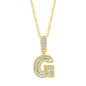 Sterling Silver 'G' Baguette CZ Initial Pendant w/Chain - Gold Plated