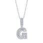 Sterling Silver 'G' Baguette CZ Initial Pendant w/Chain