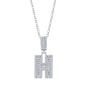 Sterling Silver 'H' Baguette CZ Initial Pendant w/Chain