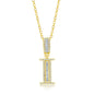 Sterling Silver 'I' Baguette CZ Initial Pendant w/Chain - Gold Plated