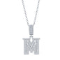 Sterling Silver 'M' Baguette CZ Initial Pendant w/Chain