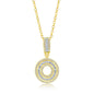 Sterling Silver 'O' Baguette CZ Initial Pendant w/Chain - Gold Plated