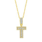 Sterling Silver 'T' Baguette CZ Initial Pendant w/Chain - Gold Plated