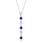 Sterling Silver Round White & Sapphire CZ Long Pendant