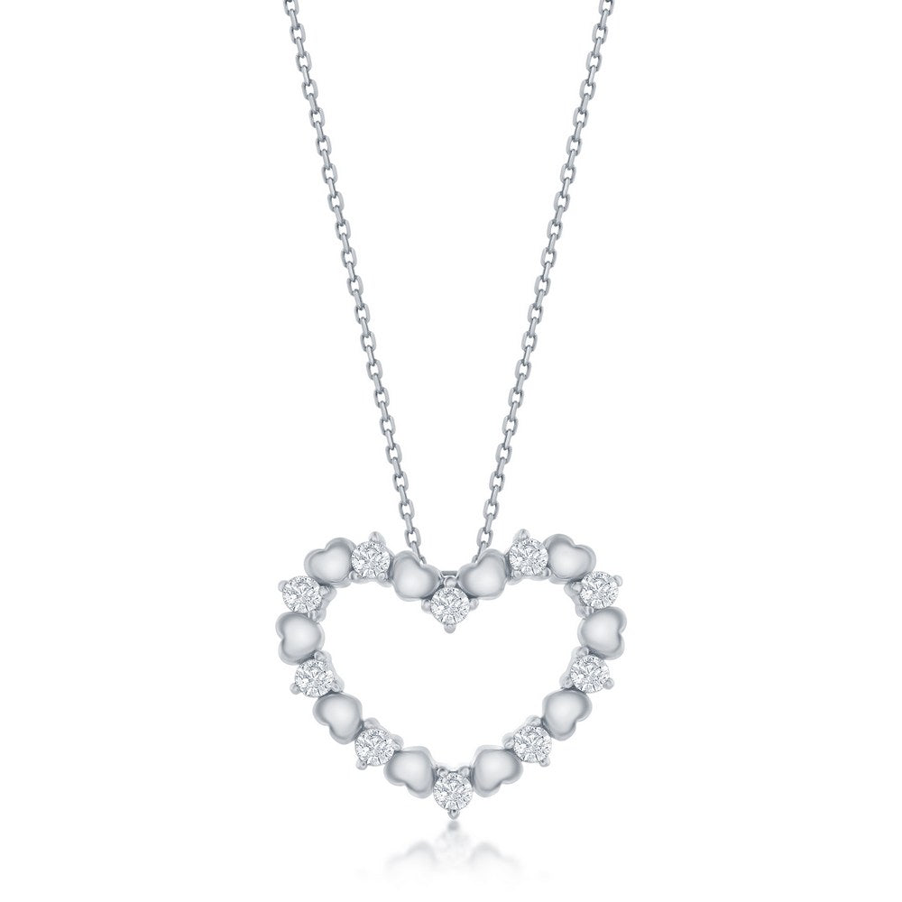 Sterling Silver CZ Heart Pendant