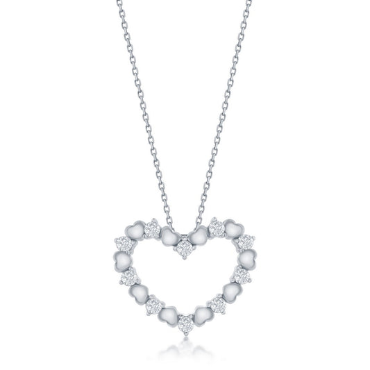 Sterling Silver CZ Heart Pendant