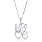 Sterling Silver 'LOVE' w/ Open CZ Heart and Paw Print Pendant