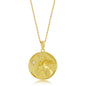 Sterling Silver  'CAPRICORN' CZ Zodiac Circle Pendant w/Chain - Gold Plated