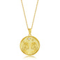 Sterling Silver 'GEMINI' CZ Zodiac Circle Pendant w/Chain - Gold Plated