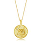 Sterling Silver 'ARIES' CZ Zodiac Circle Pendant w/Chain - Gold Plated