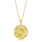 Sterling Silver 'PISCES' CZ Zodiac Circle Pendant w/Chain - Gold Plated