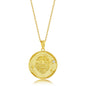 Sterling Silver 'LEO' CZ Zodiac Circle Pendant w/Chain - Gold Plated